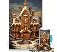 Puzzle di Natale a forma di casetta di pan di zenzero,1000 pezzi,gioco di logica,pezzi a incastro precisi,divertimento assicurato per tutta la famiglia (38x26cm)