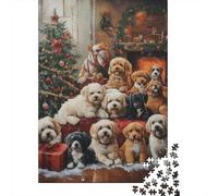 Puzzle di Natale con cuccioli, puzzle rettangolare di alta qualità in carta riciclata al 100%, per donne e uomini, 1000 pezzi (75x50 cm)