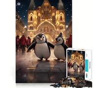 Puzzle di Natale con pinguini per ragazzi, 1000 pezzi, gioco stimolante e rilassante, taglio preciso, lista dei desideri di Babbo Natale (38x26cm)