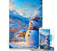 Puzzle di Natale con pupazzo di neve da 1000 pezzi per adulti, gioco di logica e rilassamento, regalo di Natale (38x52cm)