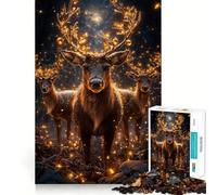 Puzzle di Natale con renne e luci, 1000 pezzi, per adulti, gioco di logica fine, per il tempo libero, con bordi ben definiti, oggetto da collezione (38x26cm)