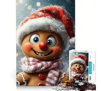 Puzzle di Natale da 1000 pezzi con omino di pan di zenzero sorridente per adolescenti, gioco per l'esercizio mentale, relax, design, assemblaggio, lista dei desideri di Babbo Natale 50x75cm