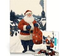 Puzzle di Natale difficile per adulti con Babbo Natale in un villaggio innevato, 1000 pezzi, gioco di logica fine, divertente e rilassante, bordi puliti, regalo premuroso (38x26cm)