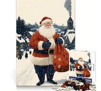 Puzzle di Natale difficile per adulti con Babbo Natale in un villaggio innevato, 1000 pezzi, gioco di logica fine, divertente e rilassante, bordi puliti, regalo premuroso (38x52cm)