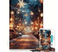 Puzzle di Natale innevato con strada, difficile da 1000 pezzi, per adulti, un rompicapo rilassante e creativo, un regalo speciale (50x75cm)