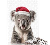 Puzzle di Natale Koala con cappello di Babbo Natale Relax Challenge Toy Puzzle di cartone premium per bambini adulti Regali di Natale 1000 pezzi (75x50 cm)