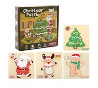 Puzzle di Natale per bambini piccoli,Puzzle di Natale per bambini piccoli | Puzzle educativi prescolari di sicurezza in legno,Favori di festa di ripieni di calze natalizie
