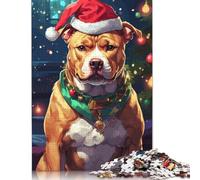 Puzzle di Natale Pitbull, rettangolari, in cartone, regalo per bambini dai 12 anni in su, 1000 pezzi (75x50 cm)