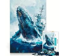 Puzzle di nave con balena che emerge dall'acqua per adulti,1000 pezzi,gioco di memoria per allenare la mente,taglio preciso,finitura di alta qualità,modo coinvolgente per passare il tempo libero