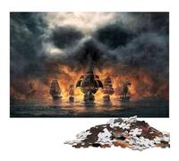 Puzzle di nave pirata a vela da 1000 pezzi per adulti, puzzle di cartone per adulti, ideale come decorazione fai da te e come regalo rompicapo, 26X38CM/10,23x14,96 pollici.