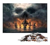 Puzzle di nave pirata a vela da 1000 pezzi per adulti, puzzle in legno, regalo perfetto per l'arredamento della casa e per il divertimento delle feste, 50x75CM/19,68x29,52 pollici.