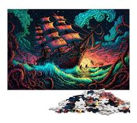 Puzzle di nave pirata da 1000 pezzi per adulti, in cartone, ideale come decorazione fai da te e come regalo rompicapo, 26X38CM/10,23x14,96 pollici.
