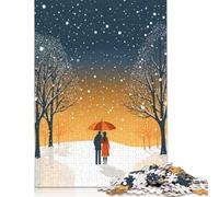Puzzle di neve che cade, puzzle rettangolare di carta ad incastro preciso per bambini e bambine, regali di Natale 1000 pezzi (26x38 cm)