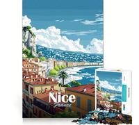 Puzzle di Nizza, Francia, paesaggio urbano, 1000 pezzi per ragazzi, gioco rilassante, dettagli nitidi, regalo perfetto (38x26cm)