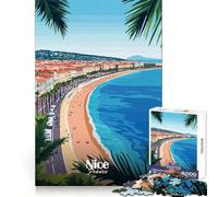 Puzzle di Nizza, Francia, paesaggio urbano, per ragazzi, 1000 pezzi, gioco di logica, divertimento casual, taglio di precisione, regalo speciale (38x26cm)