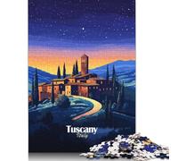 Puzzle di notte in un villaggio toscano, carta rettangolare, puzzle rettangolare per bambini adulti, regali di Natale 1000 pezzi (38x26 cm)