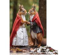 Puzzle di nozze con scoiattolo rosso, 100% in cartone riciclato, per bambini e adulti dai 12 anni in su, regalo di Natale, 1000 pezzi (26x38 cm)