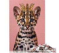 Puzzle di Ocelot con corona pastello, attività divertente da fare a casa, puzzle di cartone premium per adulti e adolescenti, regali per la festa del papà, 1000 pezzi (26x38 cm)