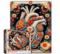 Puzzle di organi umani a forma di cuore, 1000 pezzi, per adulti, organi, anatomia, piante floreali, puzzle impegnativo per la famiglia o gli amici, gioco, rilassamento, attività di intrattenimento, 40
