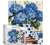 Puzzle di ortensia blu, 1000 pezzi, puzzle per adulti, vaso antico natura morta puzzle floreali per impegnativi giochi di attività familiari 68,6 x 50,8 cm puzzle fai da te per regali decorativi per