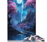 Puzzle di paesaggi fantasy con cielo notturno per adulti, giocattolo educativo, puzzle difficili per bambini dai 12 anni in su, 1000 pezzi (75x50 cm)