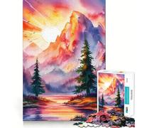 Puzzle di paesaggi naturali ad acquerello,1000 pezzi,gioco di concentrazione mentale,taglio di precisione,bordi lisci,gioco significativo per costruire connessioni (50x75cm)