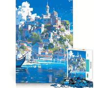 Puzzle di paesaggi urbani a tema pesca anime,1000 pezzi,gioco di concentrazione mentale,design a incastro preciso,sfida interattiva per il cervello per la casa (38x26cm)
