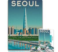 Puzzle di paesaggi urbani di Seul, Corea, per adolescenti, 1000 puzzle, giocattoli, giochi educativi, antistress, adatti per la decorazione della scrivania, 75x50cm