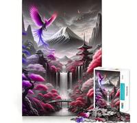 Puzzle di paesaggio asiatico giapponese rosso per adulti, 1000 pezzi, gioco di logica mentale, rilassante e divertente, taglio preciso, piacevole sorpresa (50x75cm)