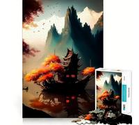 Puzzle di paesaggio giapponese antico per adulti,1000 pezzi,gioco stimolante per la mente,pezzi che si incastrano perfettamente,pezzi precisi,rilassante attività di gruppo al chiuso (50x75cm)
