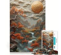 Puzzle di paesaggio in pixel art con cascata e sole difficile da realizzare per adulti 1000 pezzi gioco di logica e abilità per tutta la famiglia con tagli precisi oggetto da collezione (38x26cm)