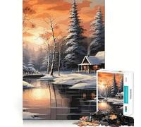 Puzzle di paesaggio invernale per adulti,1000 pezzi,gioco stimolante per la mente,dimensioni uniformi,pezzi precisi,ideale da portare in viaggio,gioco per allenare la mente,regalo (38x26cm)