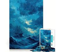 Puzzle di paesaggio marino con nave per ragazzi, 1000 pezzi, gioco per esercitare la mente, design rilassante, assemblaggio, sorpresa di Natale (38x52cm)