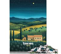 Puzzle di paesaggio notturno toscano, puzzle rettangolare di carta ad incastro preciso per bambini o bambine, regali di Natale 1000 pezzi (75x50 cm)