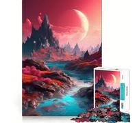 Puzzle di paesaggio surreale per ragazzi, 1000 pezzi, gioco di logica, divertimento rilassante, bordi lisci, regalo di compleanno 38x26cm