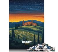 Puzzle di paesaggio toscano al tramonto, sfida difficile, puzzle in cartone riciclato al 100% per adulti, regali di Halloween, 1000 pezzi (38x26 cm)