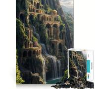 Puzzle di paesaggio urbano con cascata,archi e architettura,1000 pezzi,divertente e stimolante per la mente,con componenti robusti e ben definiti,ideale per rilassarsi in casa (50x75cm)