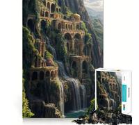 Puzzle di paesaggio urbano con cascate,archi e architettura per adulti,1000 pezzi,gioco di memoria,montaggio sicuro e stabile,gioco di connessione significativo (38x52cm)