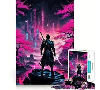 Puzzle di paesaggio urbano cyberpunk samurai per ragazzi, 1000 pezzi, gioco intelligente antistress con bordi affilati, regalo di compleanno (50x75cm)