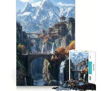 Puzzle di paesaggio urbano in cima alla montagna per adolescenti, 1000 pezzi, rompicapo, antistress, taglio di alta qualità, (50x75cm)