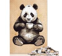 Puzzle di panda e caffè, decorazione unica per la casa, puzzle rettangolare in carta per adulti e adolescenti, regali per la festa della mamma, 1000 pezzi (26x38 cm)