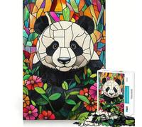 Puzzle di panda in vetro colorato da 1000 pezzi per adulti, gioco per esercizi mentali, antistress, design da assemblare, regalo elegante 50x75cm