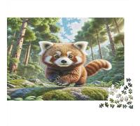 Puzzle di Panda Rosso 1000 pezzi Panda Rosso su terra coperta di muschio nel bosco per adulti e bambini - Regalo divertente, Attività in casa, Decorazione murale e Regali 52x38cm/1000 pezzi