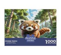 Puzzle di Panda Rosso per adulti 1000 pezzi Panda Rosso su terra coperta di muschio nel bosco - Gioco educativo per il rilassamento, Grande regalo per decorazione murale 38x26cm/1000 pezzi