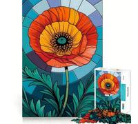 Puzzle di papaveri in stile vetrata dinamica per adolescenti, 1000 pezzi, gioco per l'esercizio mentale, design rilassante, assemblaggio, sorpresa di Natale (38x26cm)
