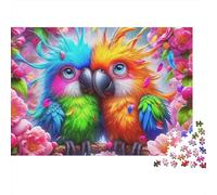 Puzzle di pappagallo con fiori piumati colorati,1000 pezzi,robusto e liscio,cartone,tempo tranquillo,hobby per adulti,famiglie e principianti,38x26 cm/1000 pezzi