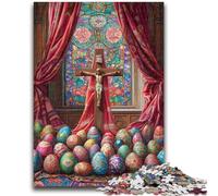 Puzzle di Pasqua a forma di croce per adolescenti, 1000 pezzi, sfida difficile contro lo stress, migliora l'amore tra coppie (50x75cm)