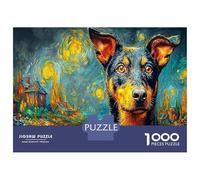 Puzzle di Pastore Tedesco da 1000 Pezzi, Carta Riciclata con Due Pastori Tedeschi in Stile Van Gogh, per Adulti, Sfida Molto Difficile, Decorazione Murale e Regalo, 70x50cm