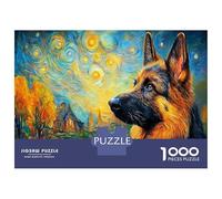 Puzzle di Pastore Tedesco da 1000 Pezzi, Carta Riciclata con Pastore Tedesco in Ora d'Oro, per Adulti e Bambini, Gioco Educativo Stimolante, Antistress, Attività per Casa, 70x50cm