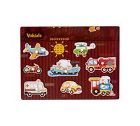 Puzzle di PEG in legno - giocattolo da cartone animato per animali, veicoli per bambini | Early Education Interactive Play Puzzle giocattolo, allenamento di coordinamento per gli occhi per gli occhi p
